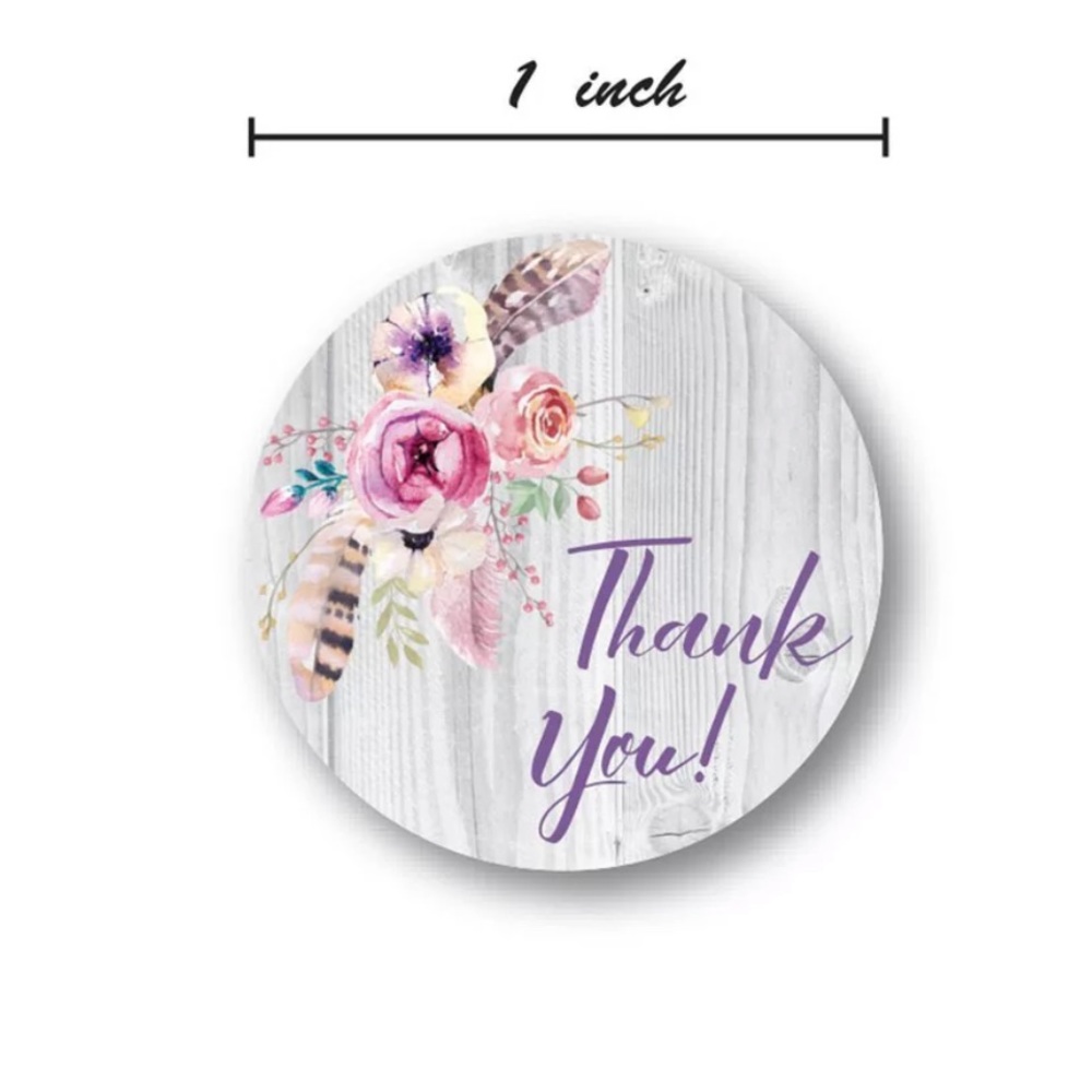 500 Boho Thank You Stickers 1” Round PRICE FIRM - Picture 2 of 5